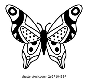 Butterfly with dotted and striped wings, representing metamorphosis, nature, and wildlife, perfect for children's books or educational materials