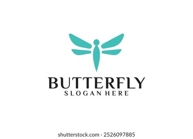 Butterfly dragonfly simple minimal logo design vector