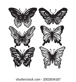 Butterfly drawing illustration. Creative design.
