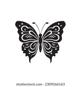 Butterfly drawing isolated on white background for logo or decorative element. Vector illustration of various insect forms in trendy outline style