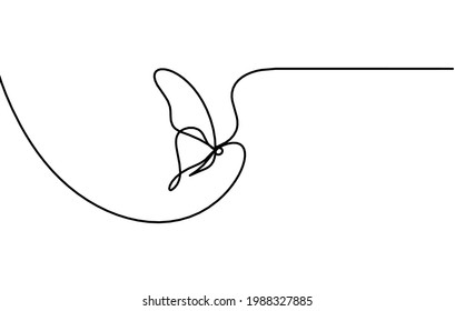 Butterfly as drawing line isolated on the white. Vector