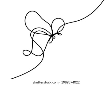 Butterfly as drawing line isolated on the white. Vector