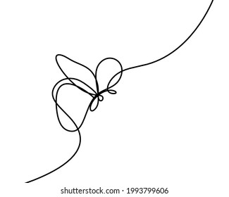 Butterfly as drawing line isolated on the white. Vector