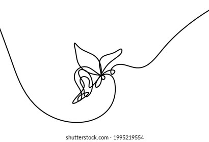 Schmetterling als Zeichnungslinie einzeln auf Weiß. Vektorgrafik