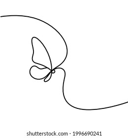 Butterfly as drawing line isolated on the white. Vector