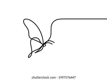 Butterfly as drawing line isolated on the white. Vector