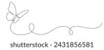 Butterfly drawing with one continuous editable line. Minimalistic linear design of beautiful butterfly for logo, business, social media. Vector illustration