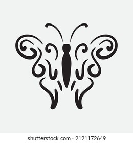 Ilustración vectorial de dibujo de mariposa. Diseño creativo.