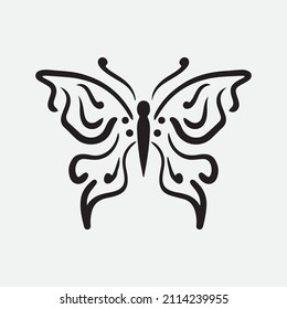 Butterfly drawing vector illustration. Drawing elements.