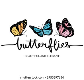 Butterfly drawings, design for fashion graphics, t shirt prints, cards etc