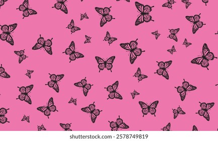 butterfly drawings seamless repeating pattern texture background design