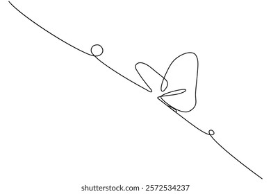 The butterfly is drawn continuously in one-line and has a minimalist vector illustration with an outline.