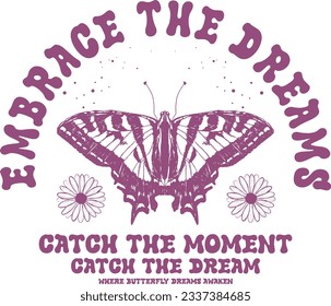 butterfly drawn with daisy slogans Vector design for t-shirt graphics, banner, fashion prints, slogan tees, stickers, flyer, posters and other creative uses