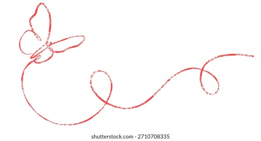 Schmetterling in einer einzigen durchgehenden Linie gezeichnet, wie Kreide, Holzkohle oder Bleistiftkunst. Elegante Liniengrafik für Embleme, Branding, Social Media und minimalistische Designs. Vektor.