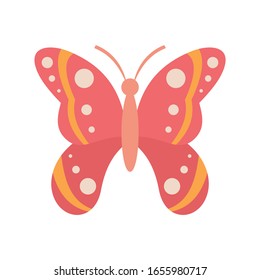 Schmetterling für Kleidung flach Symbol. Vektorillustration Schmetterling für Kleidung im Flachstil einzeln auf weißem Hintergrund. Element für Web, Werbung