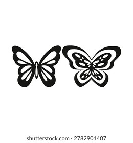 Butterfly Duo Geometric Vector Illustration for Cute Y2K Trendy Graphic Design