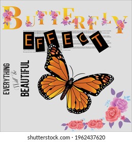 Butterfly effect, everything will be beautiful word slogan special illustration art design - Vector

