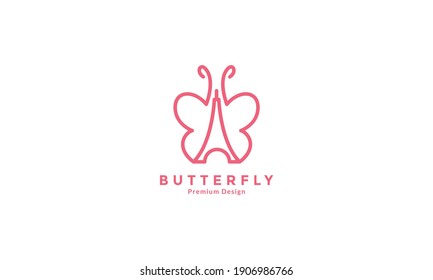 butterfly with eiffel tower logo symbol icon vector graphic design illustration