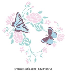butterfly embroidery , vector, illustration