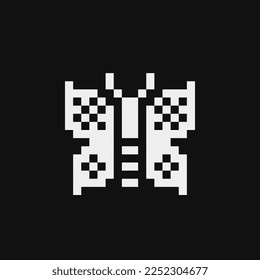 Butterfly emoji pixel art style icon isolated vector illustration, element design for stickers, logo, embroidery, mobile app. Video game assets 1-bit sprite. 