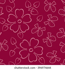 Butterfly end flower  seamless pattern