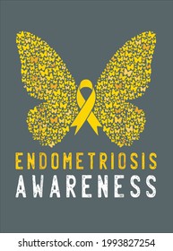 Butterfly Endometriosis Awareness Month Endo Support Ribbon Design Vector Illustration For Use In Design And Print Poster Canvas