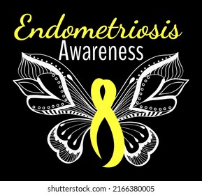 Butterfly Endometriosis Awareness vector poster design.