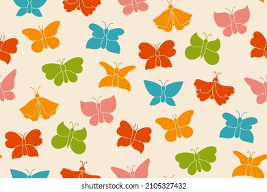 Butterfly exotic simple trend seamless pattern. Elegant modern butterflies, moths textile wrapper. Abstract stylized tropical insect wings. Wildlife childrens wrapper, decorative design endless print