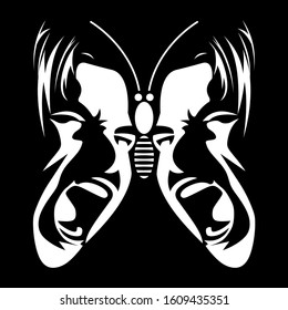 Butterfly and face angry swing illustration fly