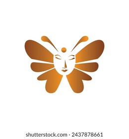 butterfly face beauty logo design abstract vector illustration