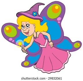 Butterfly fairy on white background - vector illustration.