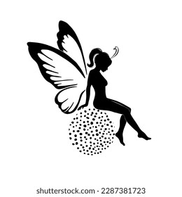 Butterfly fairy silhouette. Vector illustration