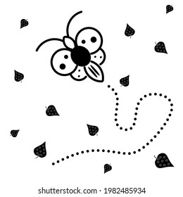 Butterfly and falling leaves wallpaper in silhouette style