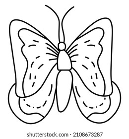 Butterfly fantasy outline, doodle coloring page for toddlers insect worldvector illustration