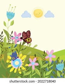 butterfly in the field with flowers