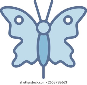 Icono de tono azul lleno de mariposa