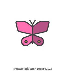 Butterfly filled outline icon, line vector sign, linear colorful pictogram isolated on white. Moth symbol, logo illustration.
