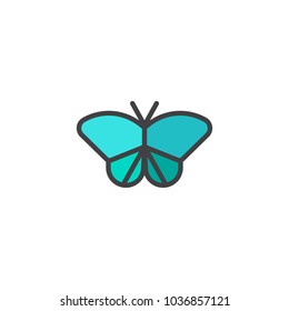 Butterfly filled outline icon, line vector sign, linear colorful pictogram isolated on white. Symbol, logo illustration. 