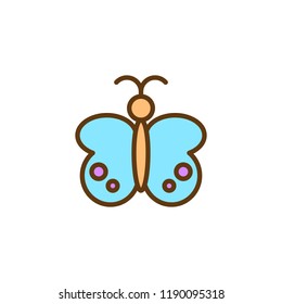 Butterfly filled outline icon, line vector sign, linear colorful pictogram isolated on white. Moth symbol, logo illustration. Pixel perfect vector graphics