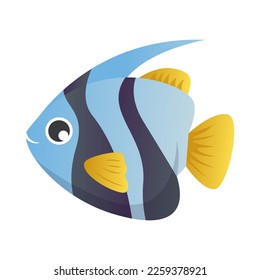 Butterfly fish cartoon character . Vector .