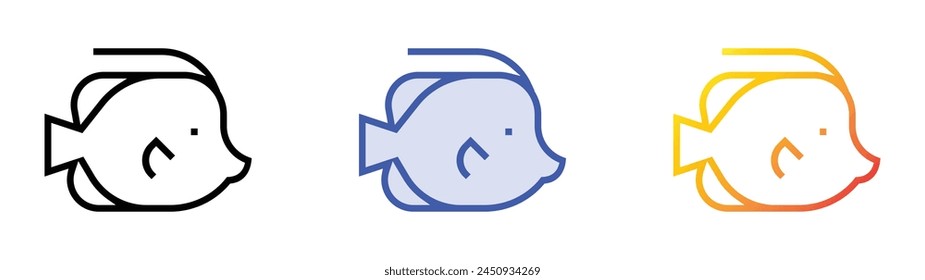 butterfly fish icon. Linear, Blue Fill and Gradient Style Design Isolated On White Background