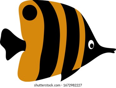 Butterfly fish, illustration, vector on white background.