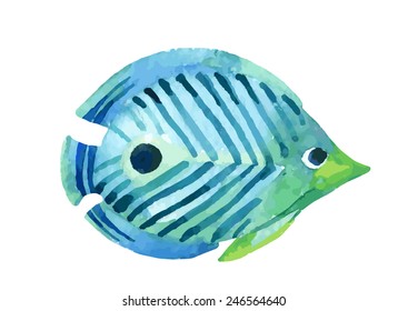 Butterfly fish. Watercolor vector illustration