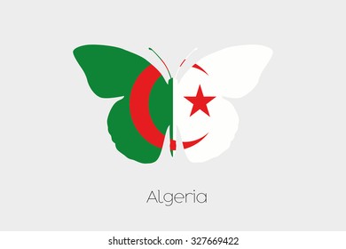 A Butterfly with the flag of Algeria