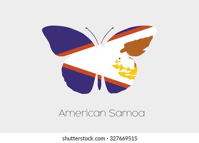 A Butterfly with the flag of American Samoa