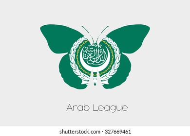 A Butterfly with the flag of Arab League