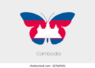 A Butterfly with the flag of Cambodia