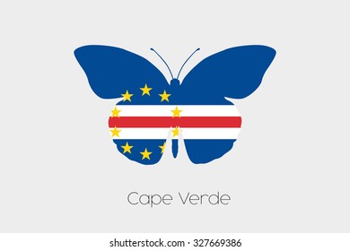 A Butterfly with the flag of Cape Verde