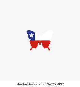 Butterfly flag of Chile graphic element Illustration template design
