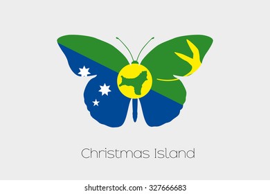 A Butterfly with the flag of Christmas Island